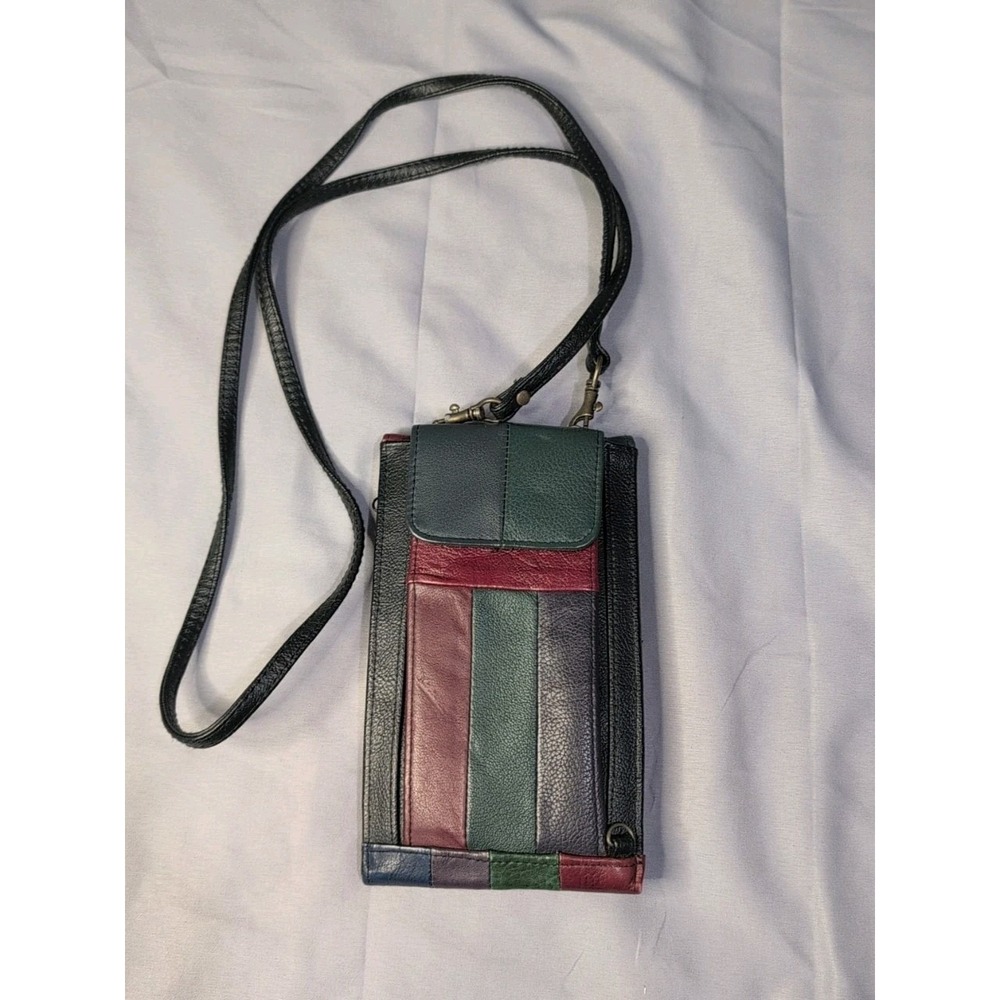 Leather Patchwork Multicolor purse straps crossbody wallet Vintage Carabella‎